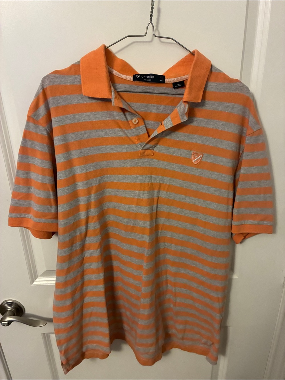Daniel Cremieux Orange and Gray Stripe Polo Shirt